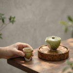 Teapot And Cup Set-Handheld Soda Glaze Green Teapots_ring05