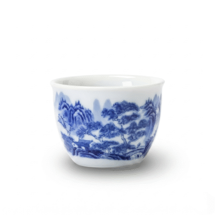Underglaze Blue Landscape Celadon Tea Cups - Vintage Tea Set_main