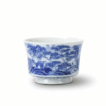 Underglaze Blue Landscape Celadon Tea Cups - Vintage Tea Set_ring01