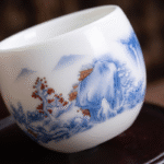 White Porcelain and Landscape Tea Cups Porcelain_ring02