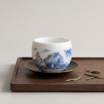 White Porcelain and Landscape Tea Cups Porcelain_ring03