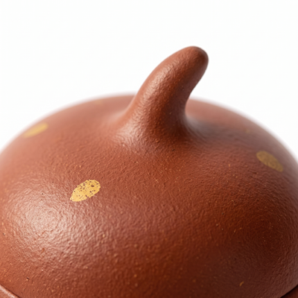 Orange Peel Zhuni Zisha Teapot With Gold Spots_ring01