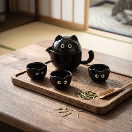 Travel Tea Set With Black Cat Cup_ring01