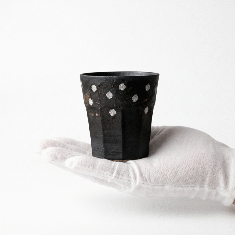 Japanese Ceramic Cups For Tea With Silver Gilding_ring01