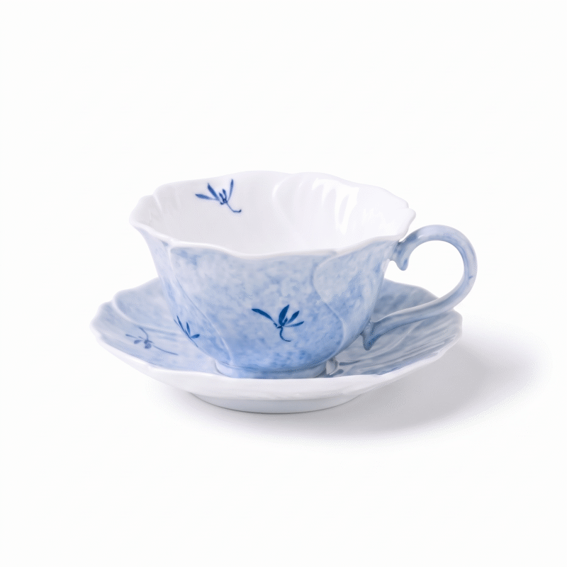 Porcelain Blue Orchid Saucer With Cup_main
